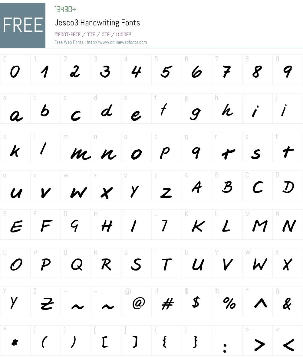 Jesco3 Handwriting Font Screenshots