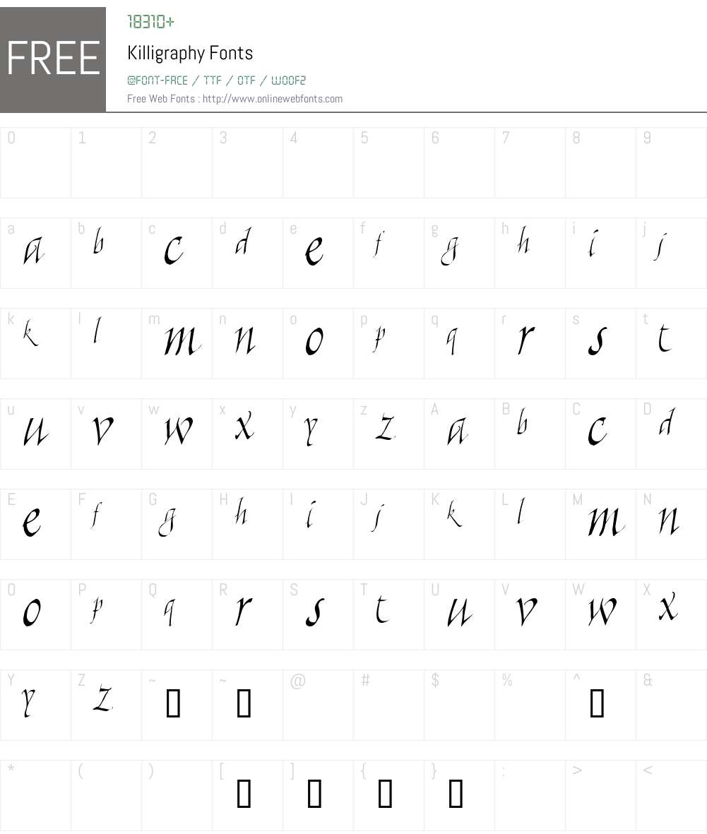 Killigraphy Font Screenshots