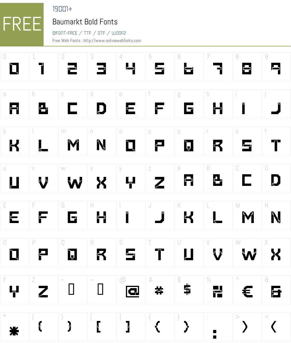 Baumarkt Font Screenshots