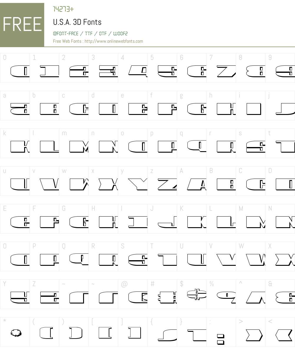 U.S.A. 3D Font Screenshots