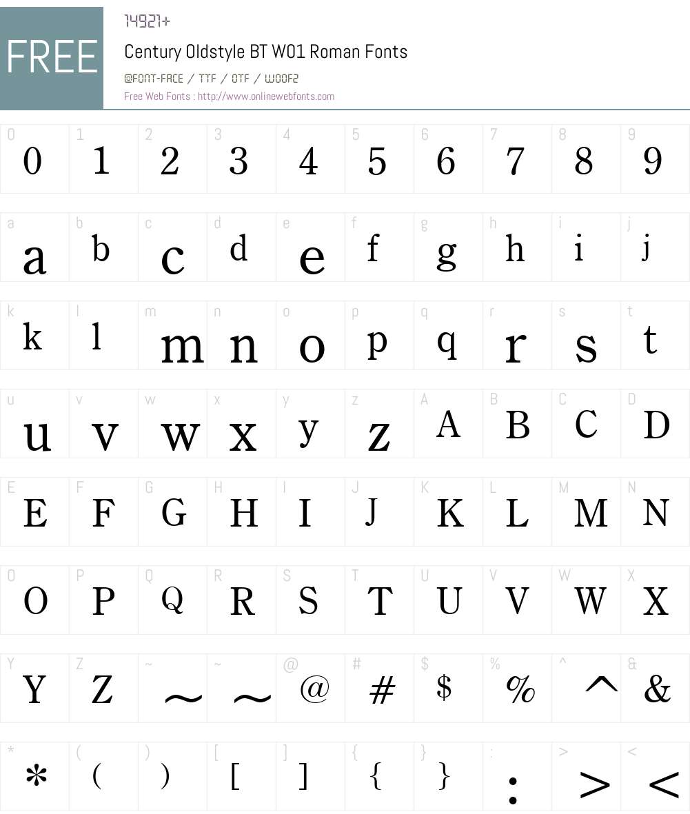CenturyOldstyleBTW01-Roman Font Screenshots