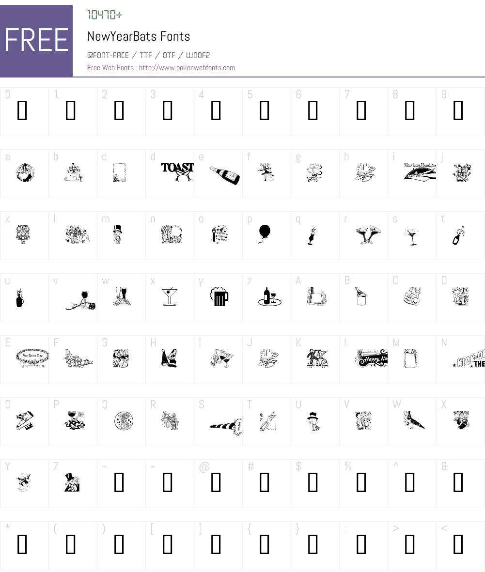 NewYearBats Font Screenshots
