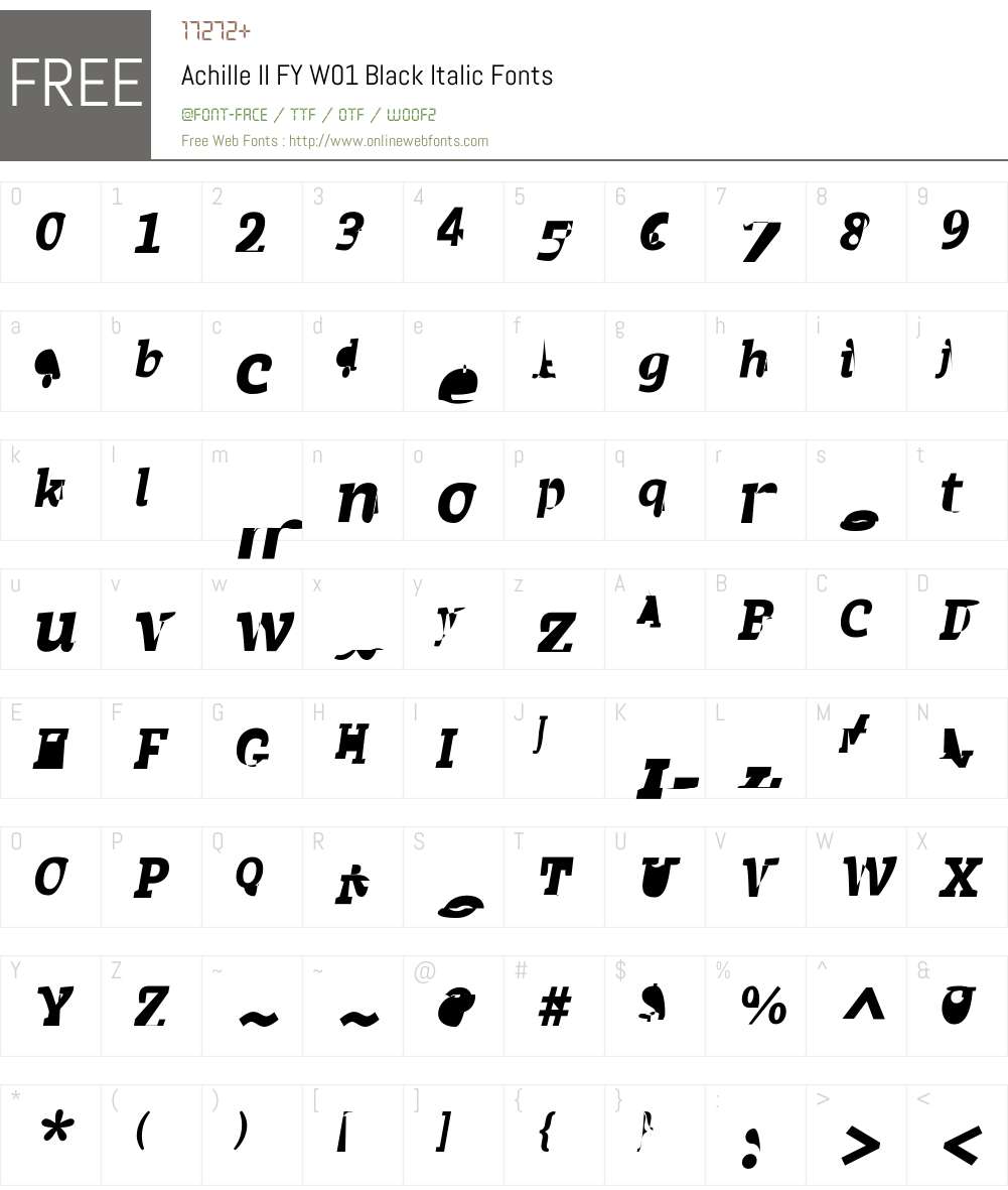 AchilleIIFYW01-BlackItalic Font Screenshots