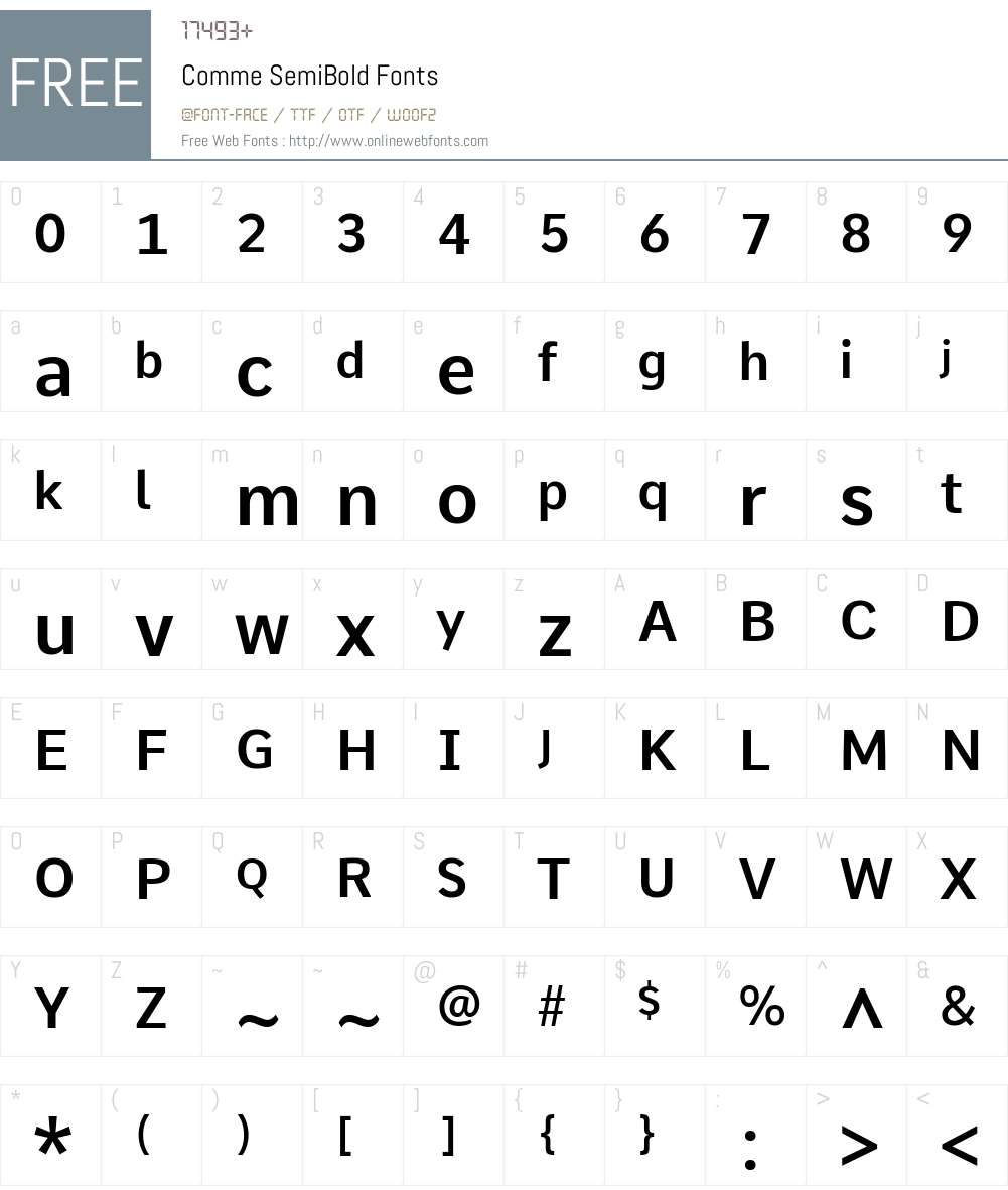 Comme Font Screenshots