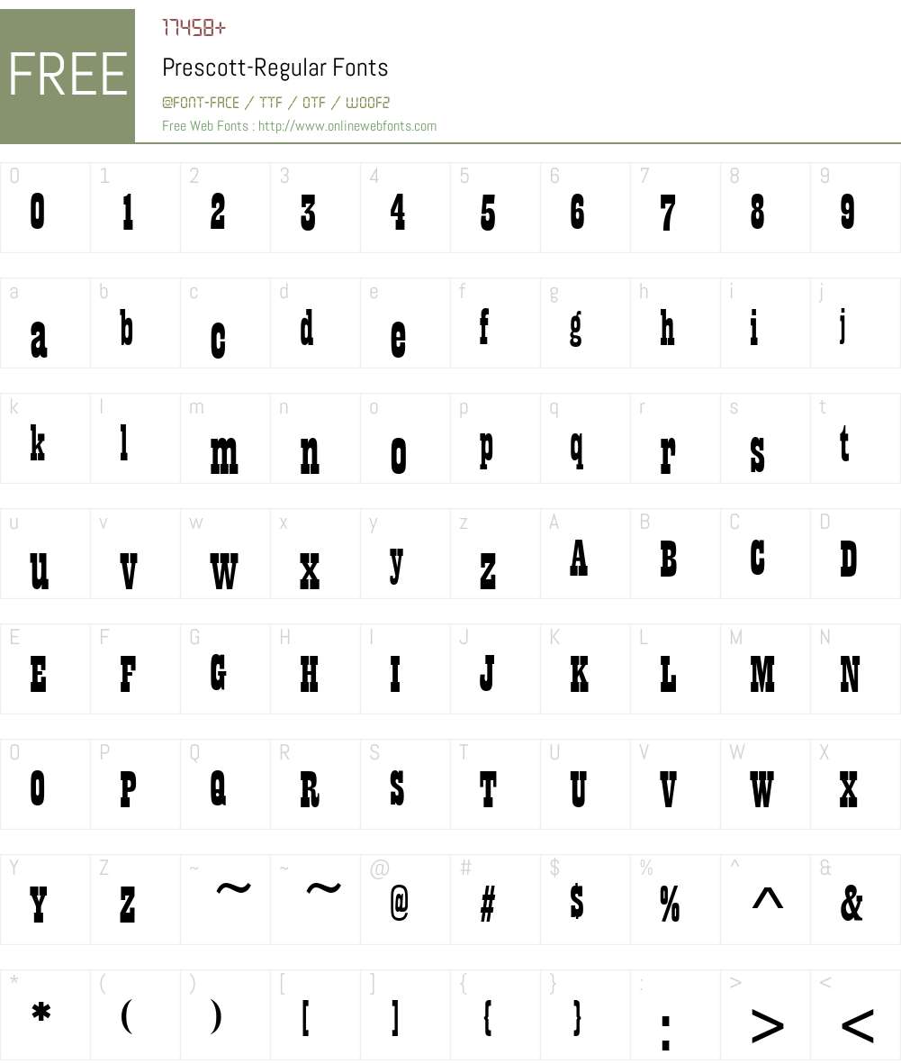 Prescott Font Screenshots