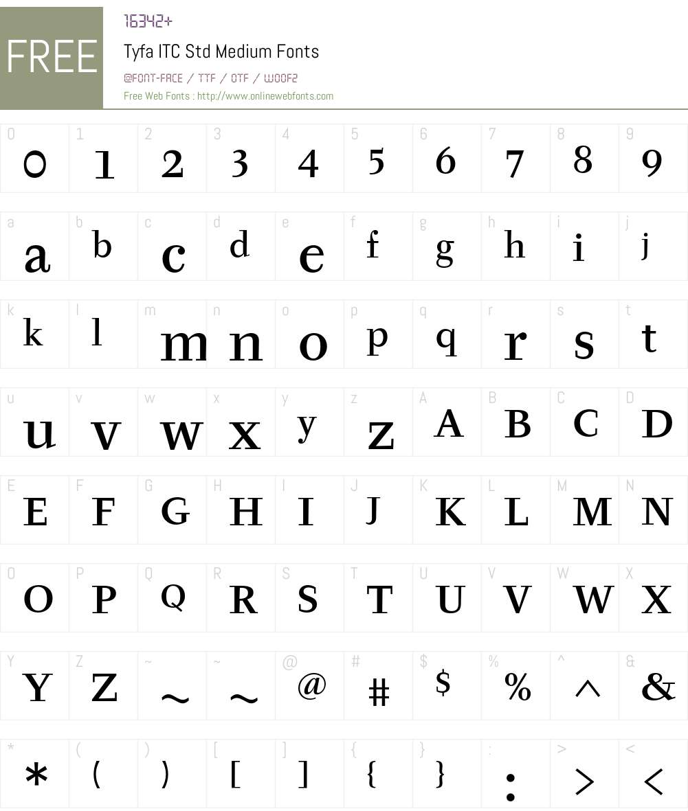 Tyfa ITC Std Font Screenshots