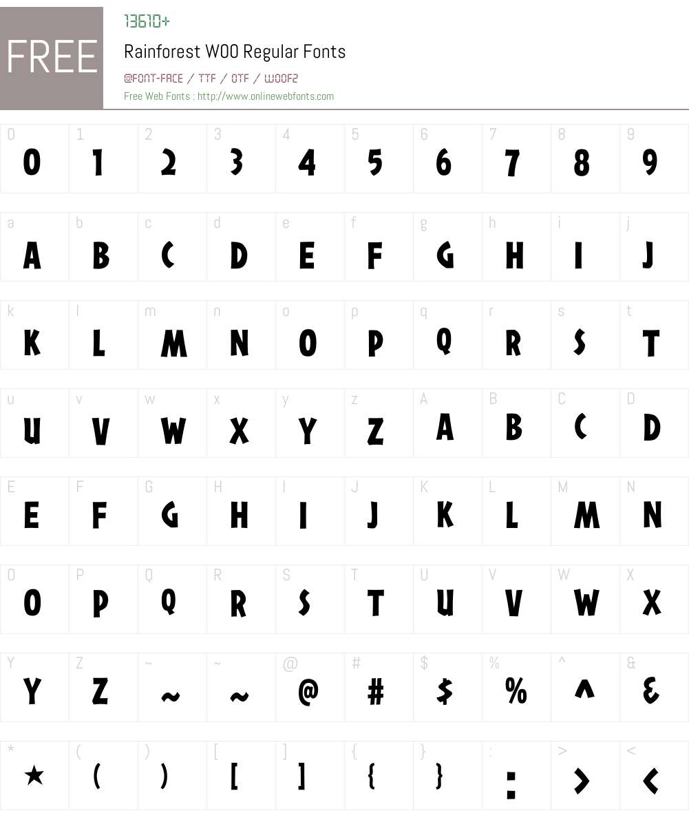 RainforestW00-Regular Font Screenshots