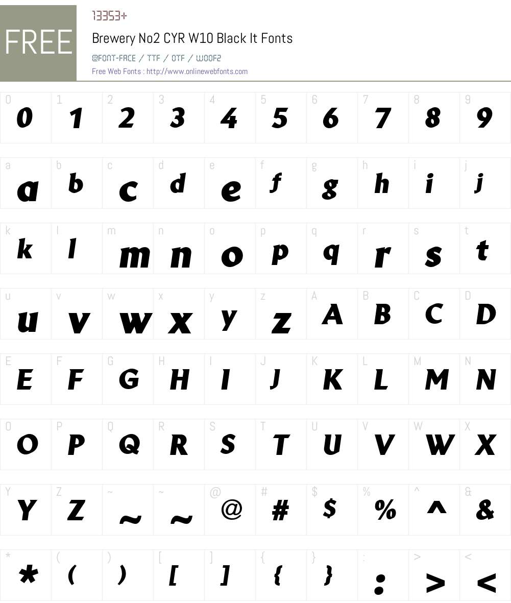 BreweryNo2CYRW10-BlackIt Font Screenshots