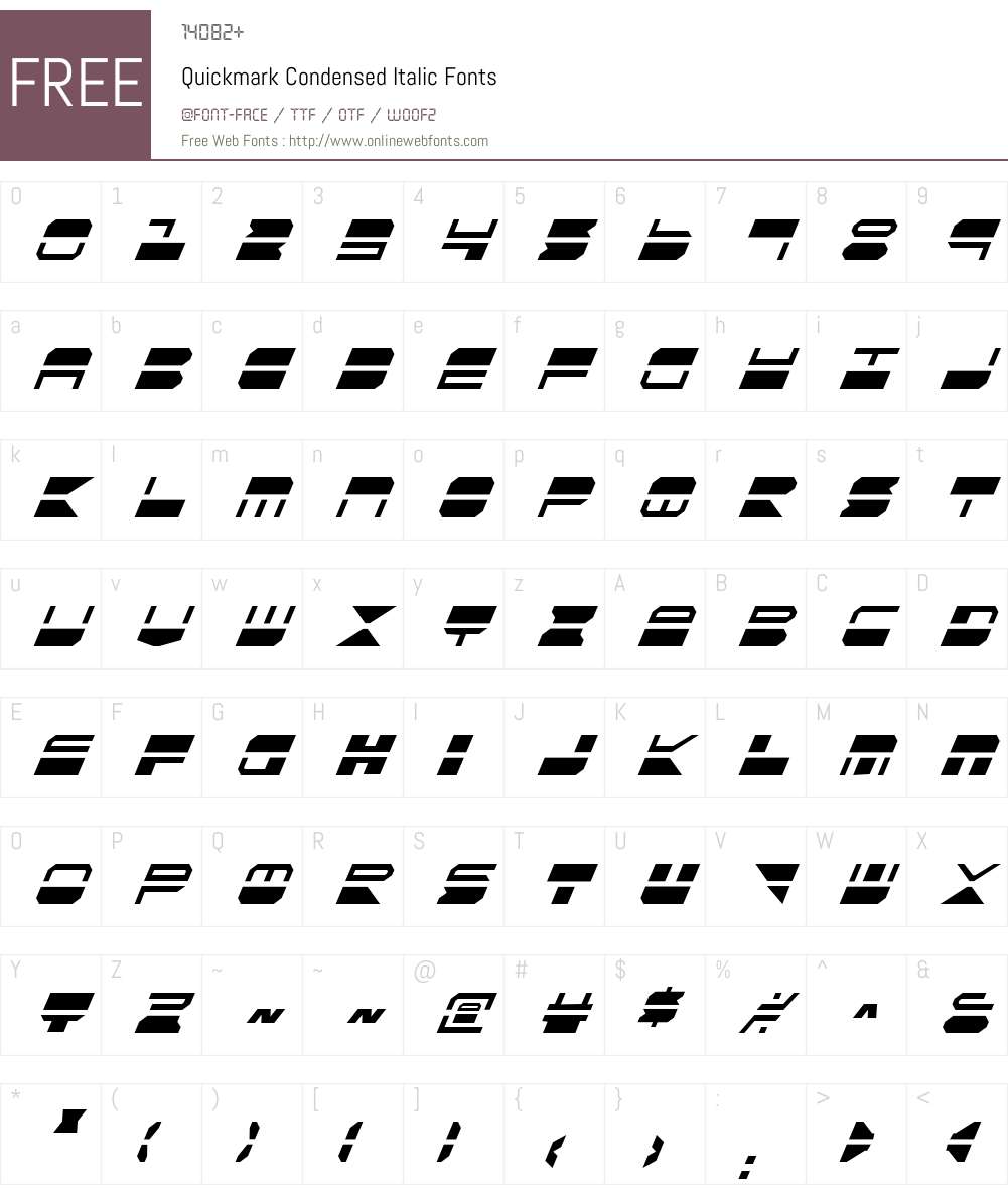 Quickmark Condensed Italic Font Screenshots