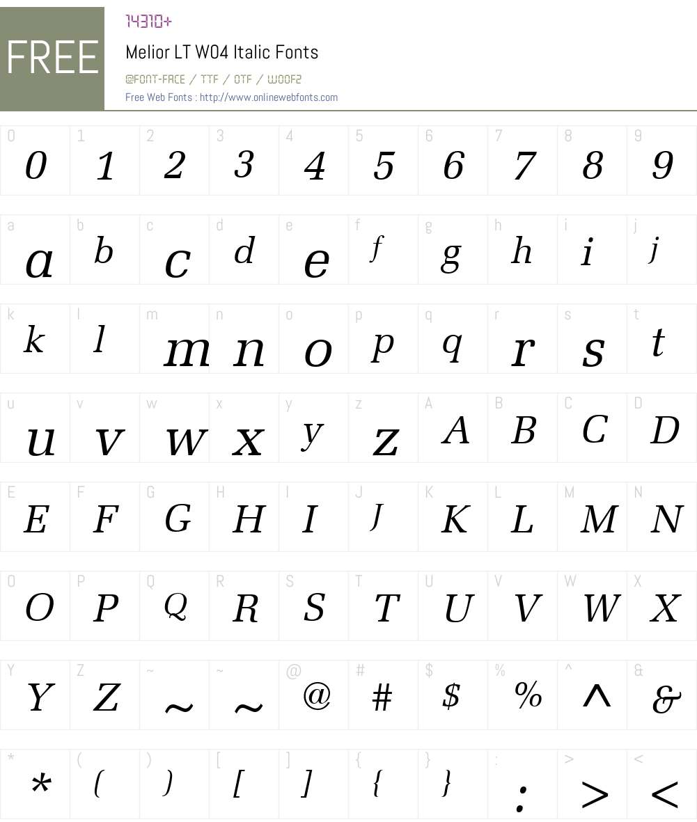 Melior Font Screenshots