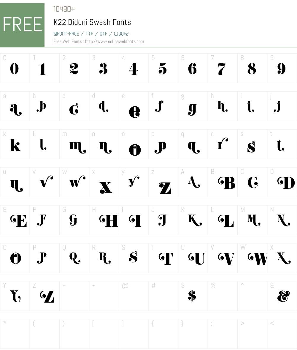 K22 Didoni Swash Font Screenshots
