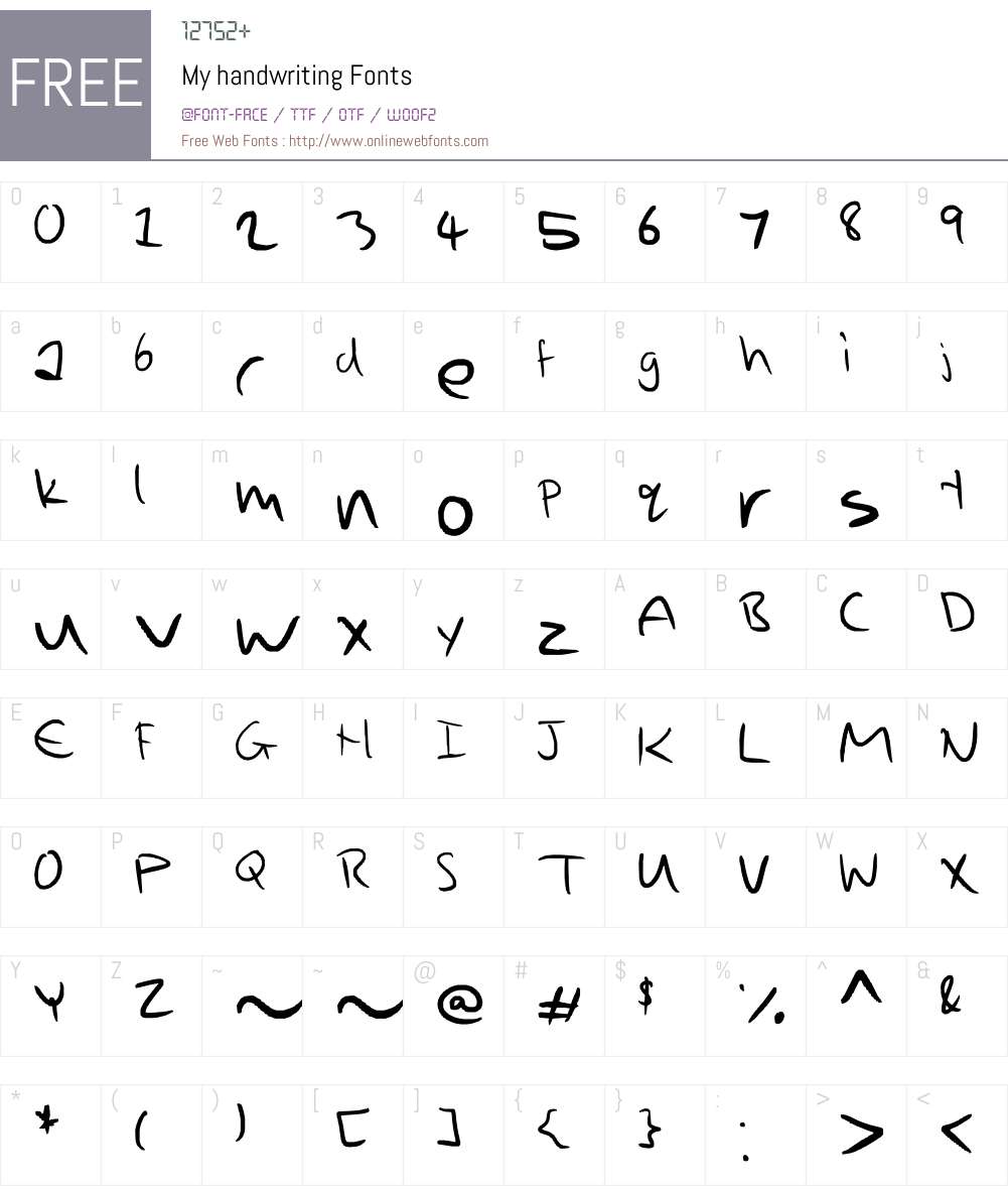 My handwriting Font Screenshots