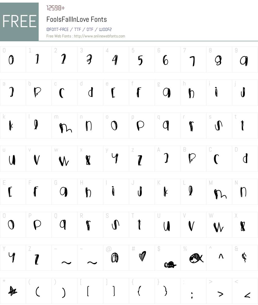 FoolsFallInLove Font Screenshots