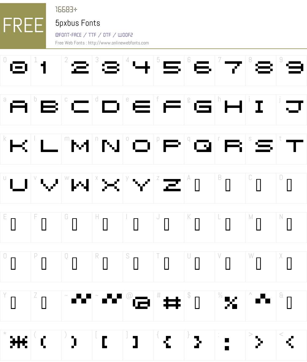 5pxbus Font Screenshots