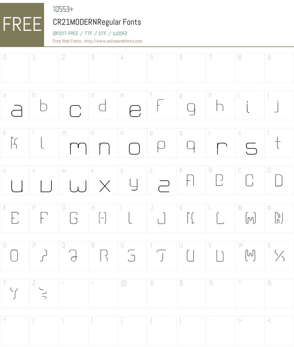 CR21MODERN Font Screenshots