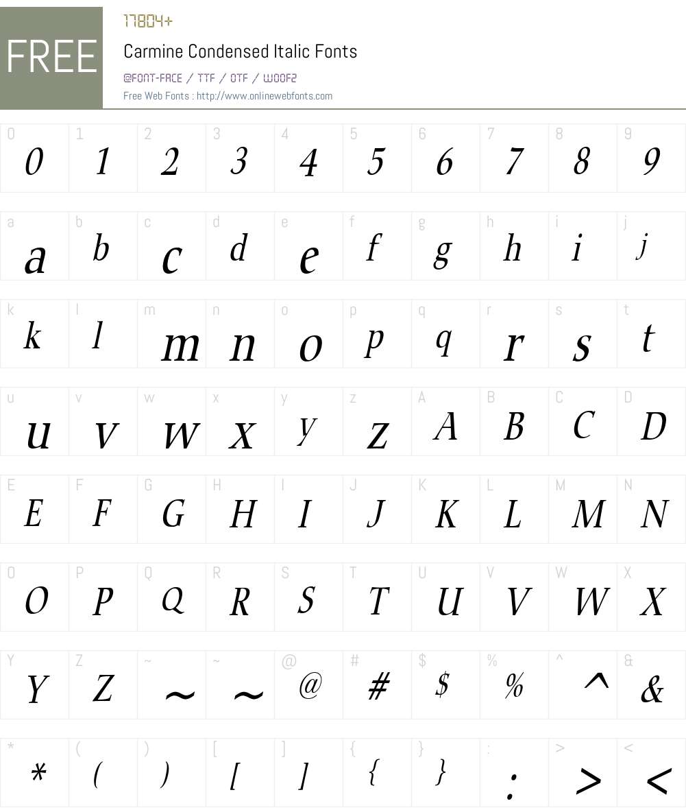 Carmine Condensed Font Screenshots