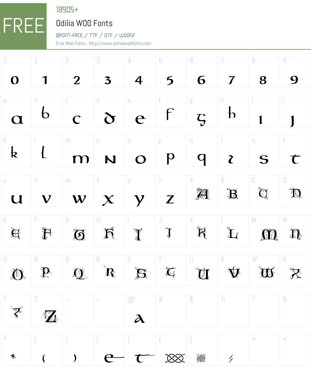 OdiliaW00 Font Screenshots