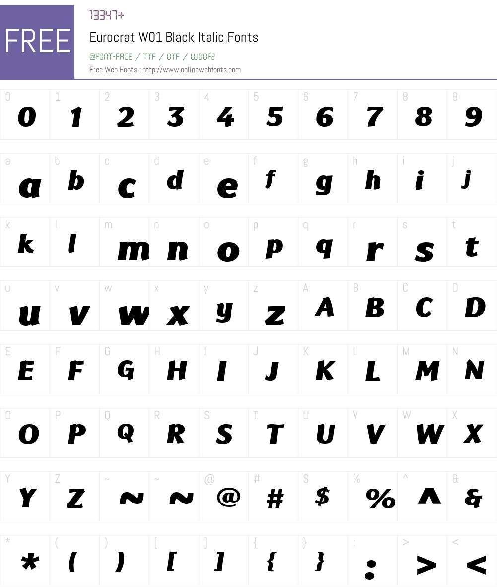EurocratW01-BlackItalic Font Screenshots