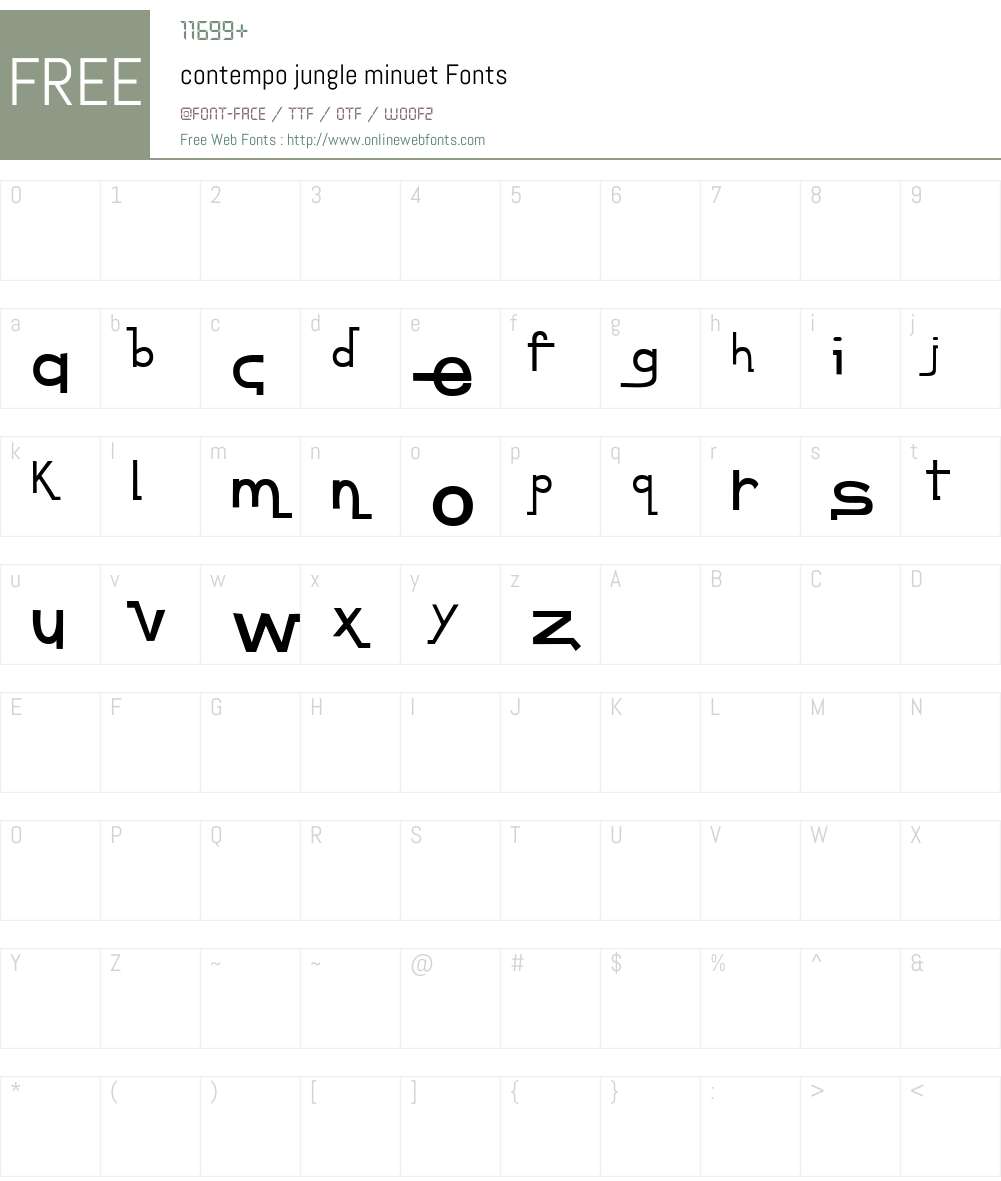 contempo jungle minuet Font Screenshots