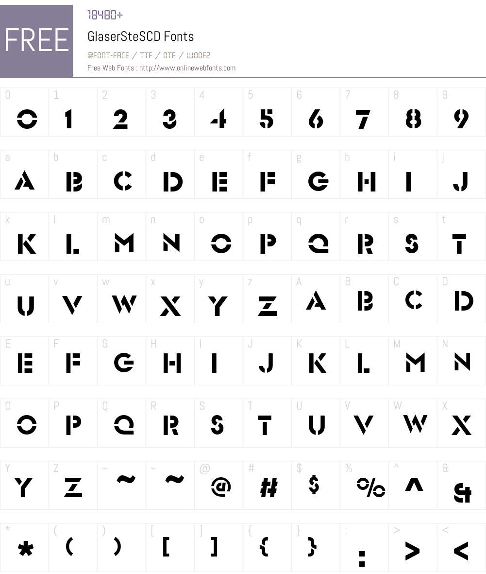 GlaserSteSCD Font Screenshots