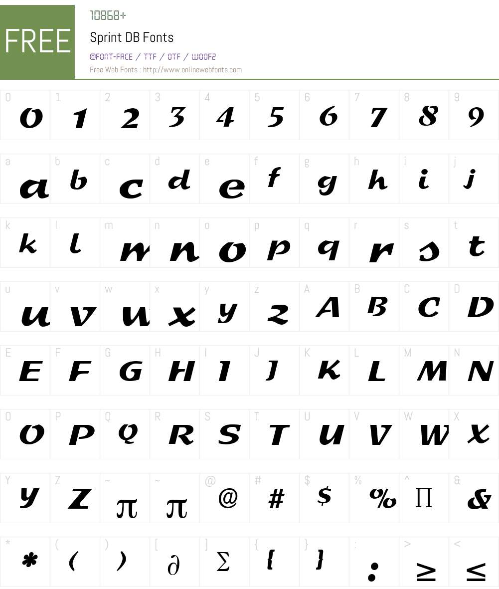 Sprint DB Font Screenshots