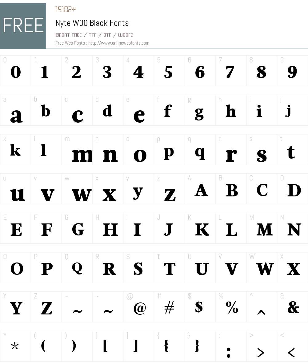 Nyte Font Screenshots