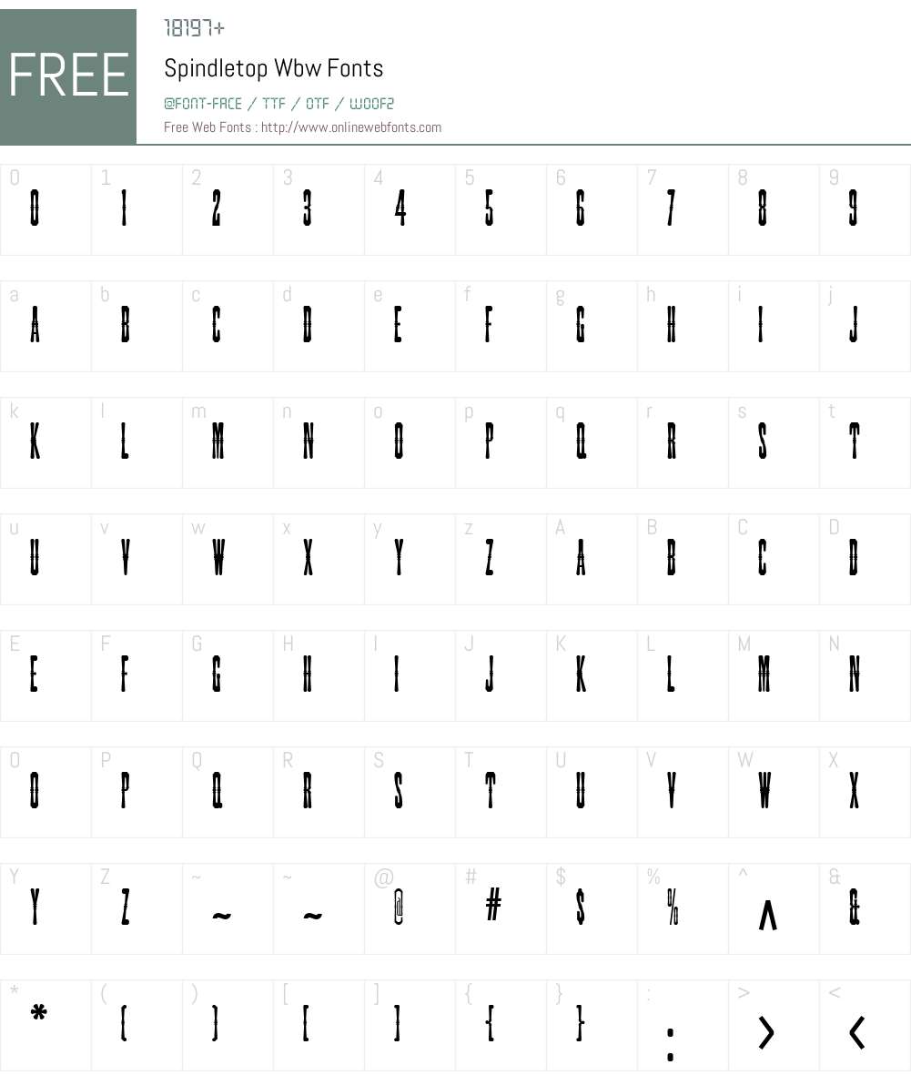 Spindletop Wbw Font Screenshots