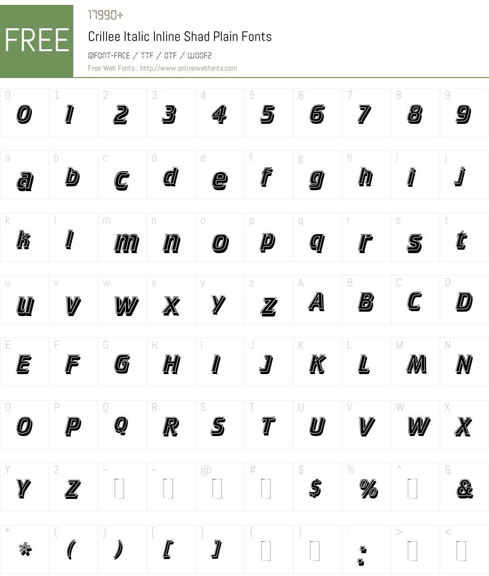 Crillee Italic Inline Shad Font Screenshots