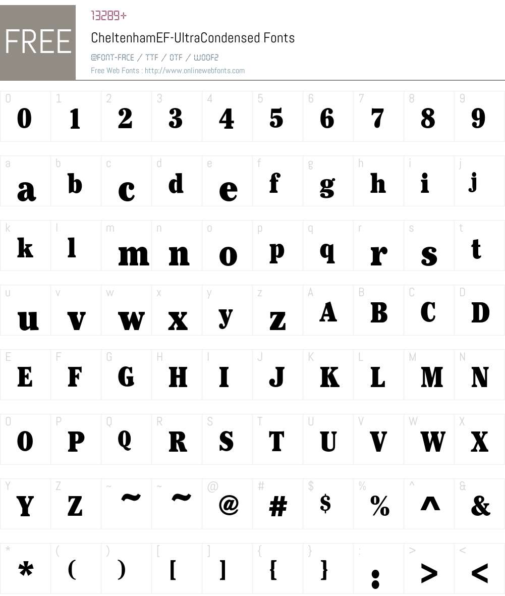 CheltenhamEF-UltraCondensed Font Screenshots