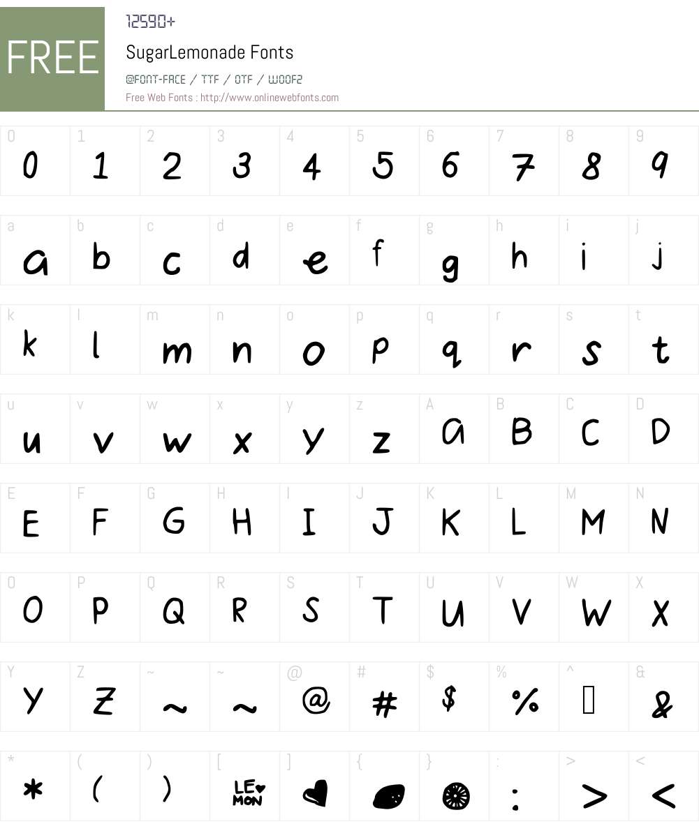 SugarLemonade Font Screenshots
