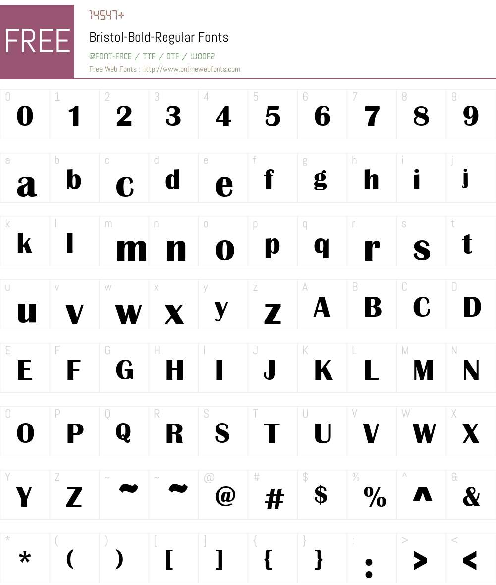 Bristol-Bold Font Screenshots