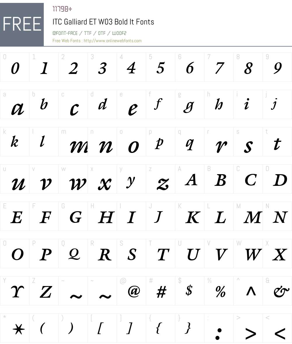 ITC Galliard eText Font Screenshots