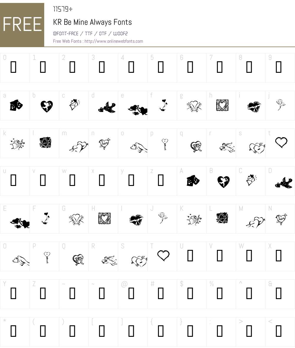 KR Be Mine Always Font Screenshots