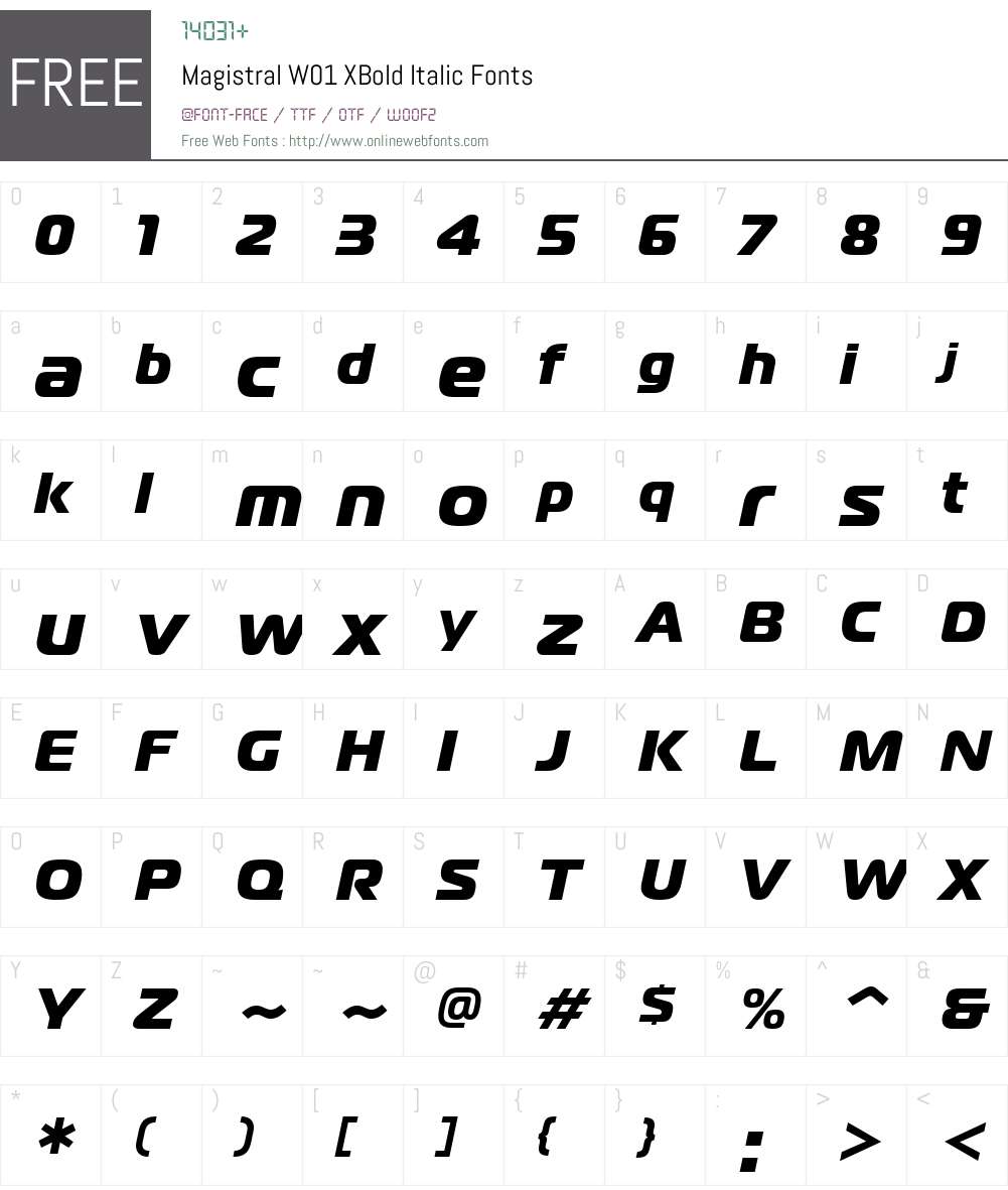 MagistralW01-XBoldItalic Font Screenshots