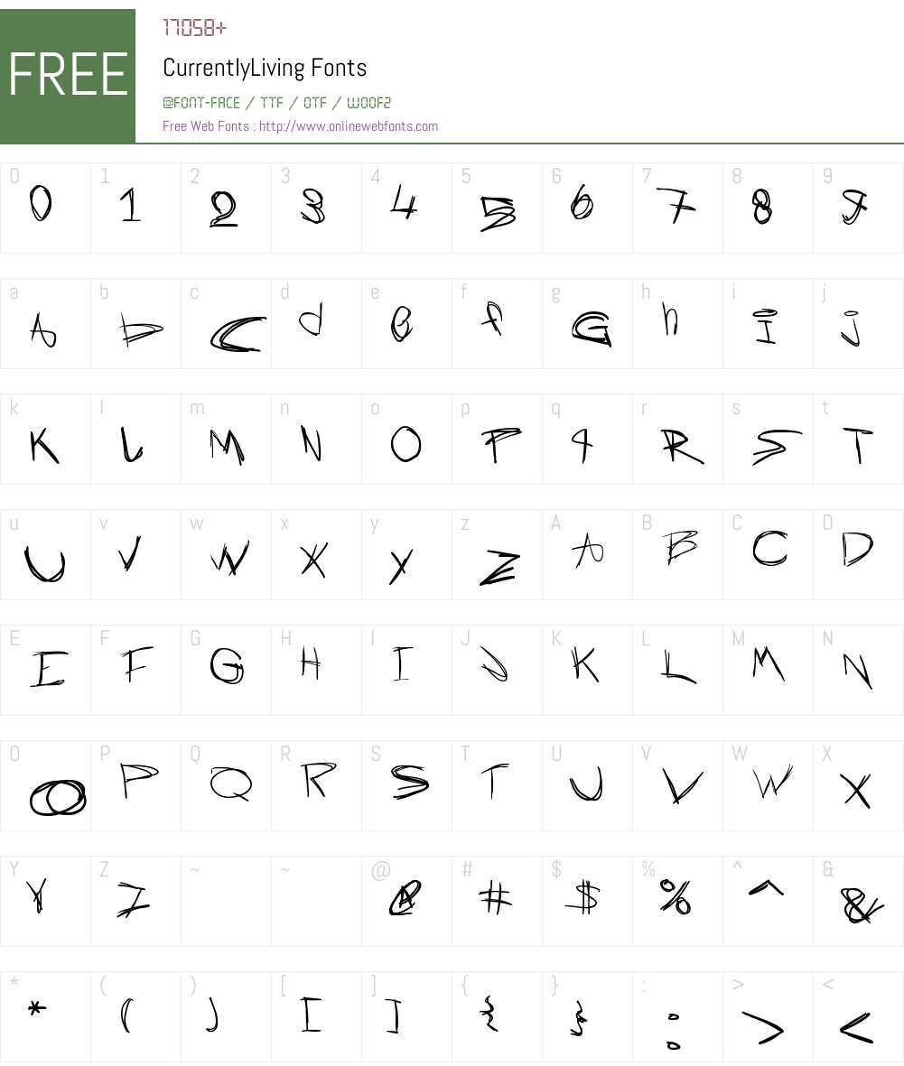 CurrentlyLiving Font Screenshots