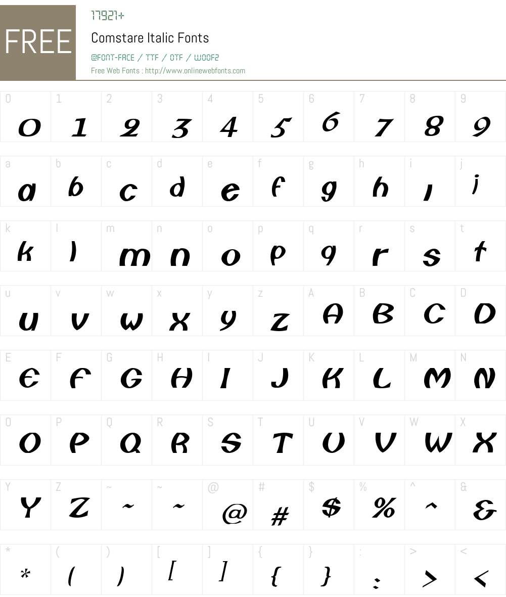 Comstare Font Screenshots