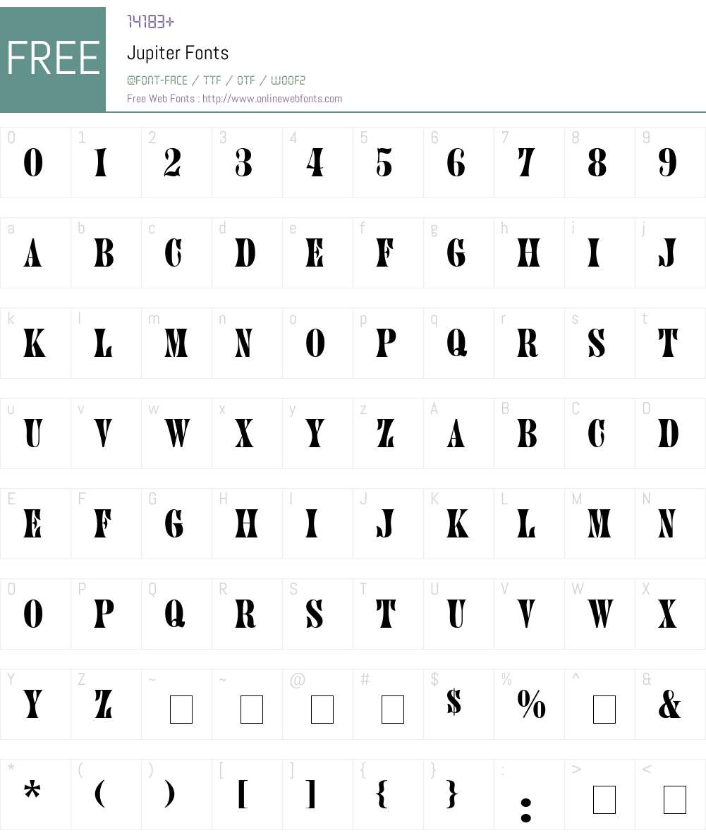 Jupiter Font Screenshots