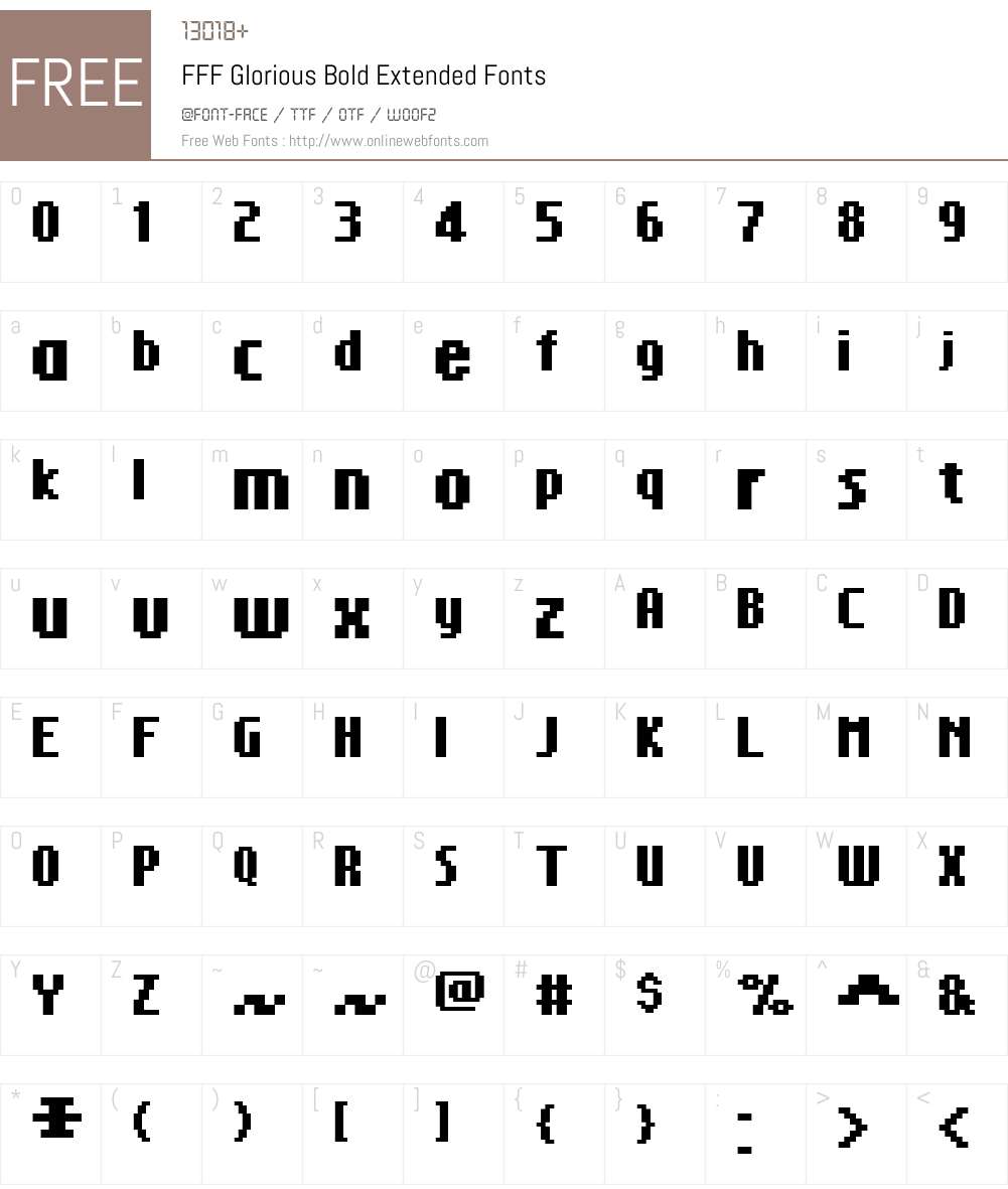 FFF Glorious Bold Extended Font Screenshots