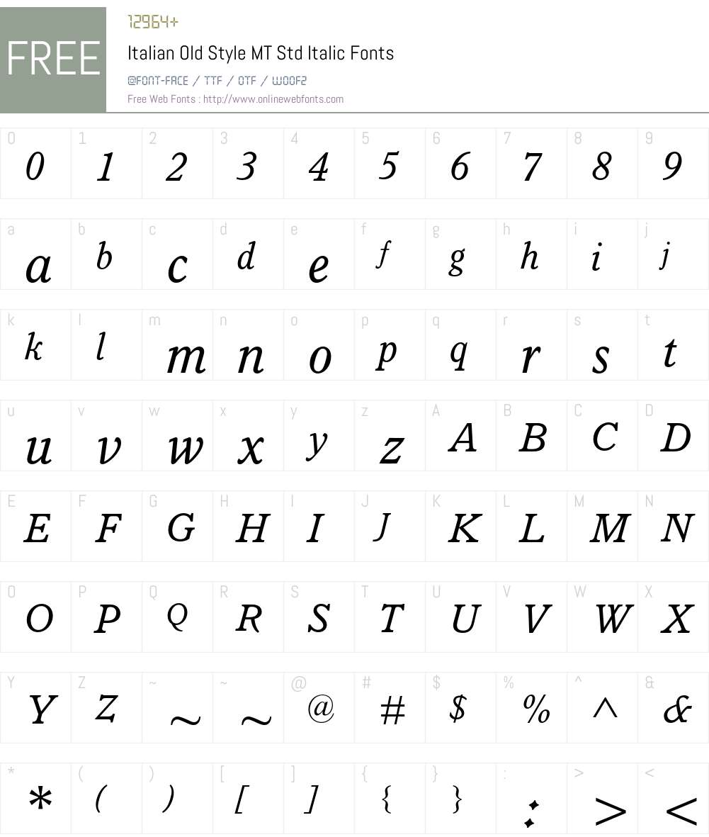 Italian Old Style MT Std Font Screenshots