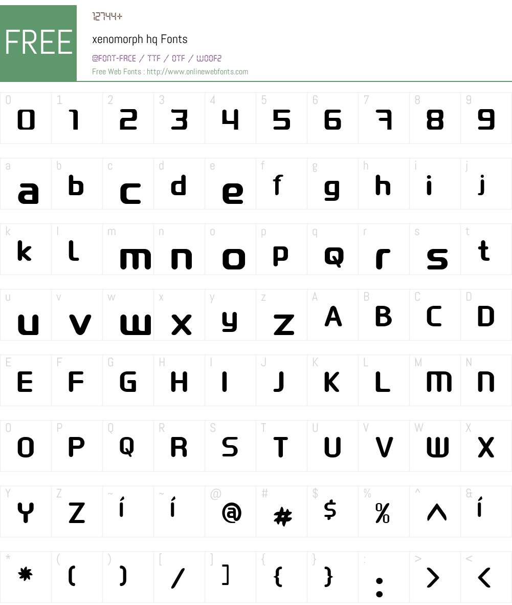 xenomorph hq Font Screenshots