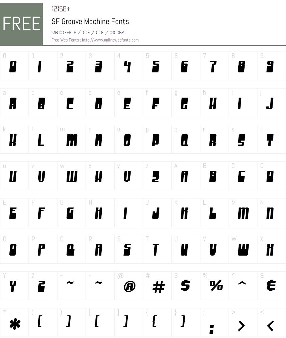 SF Groove Machine Font Screenshots