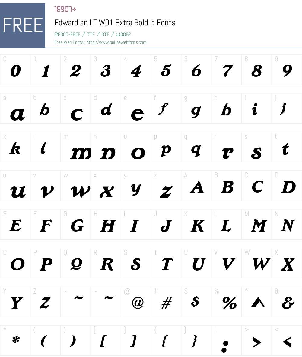 EdwardianLTW01-ExtraBoldIt Font Screenshots