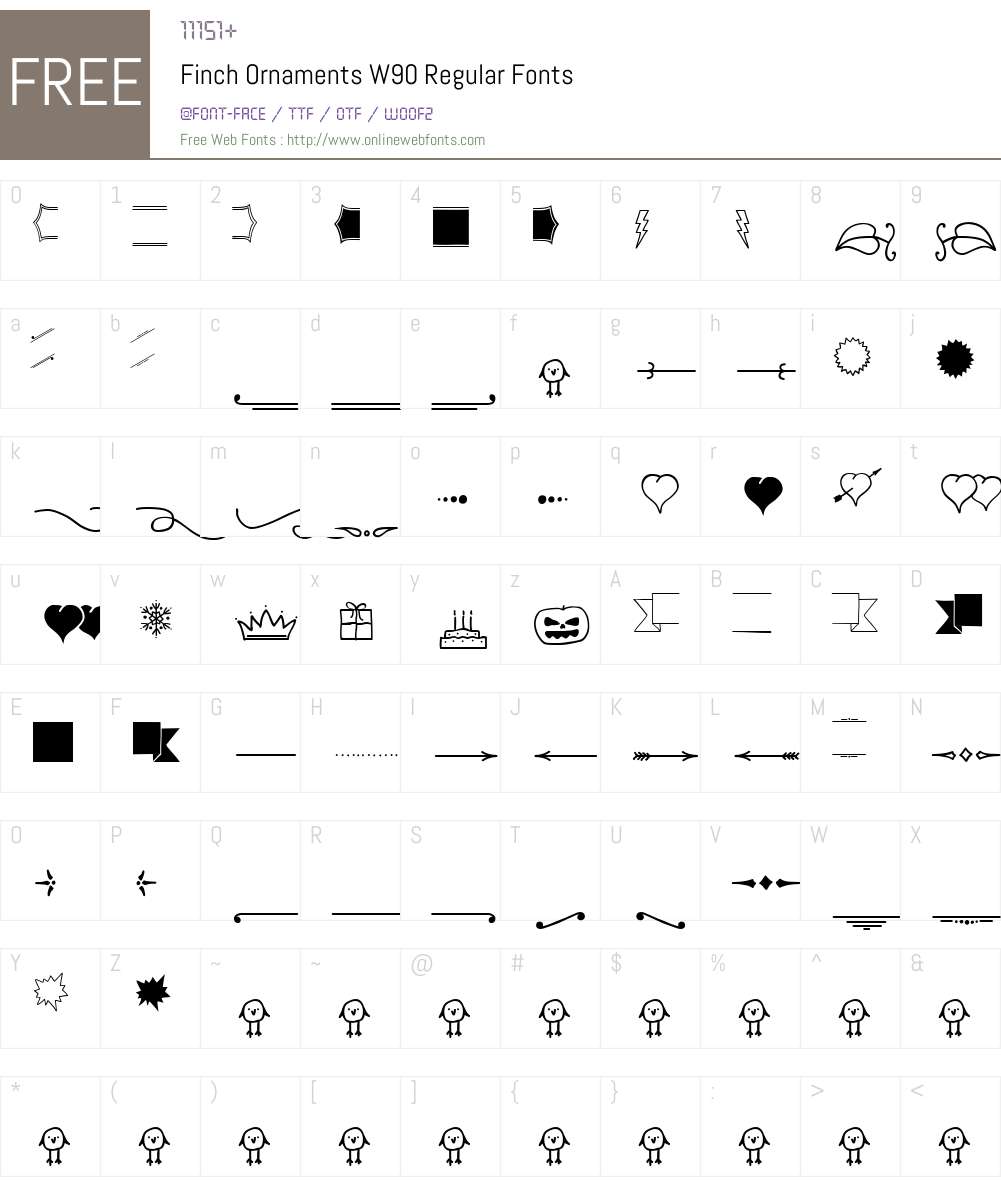 FinchOrnamentsW90-Regular Font Screenshots