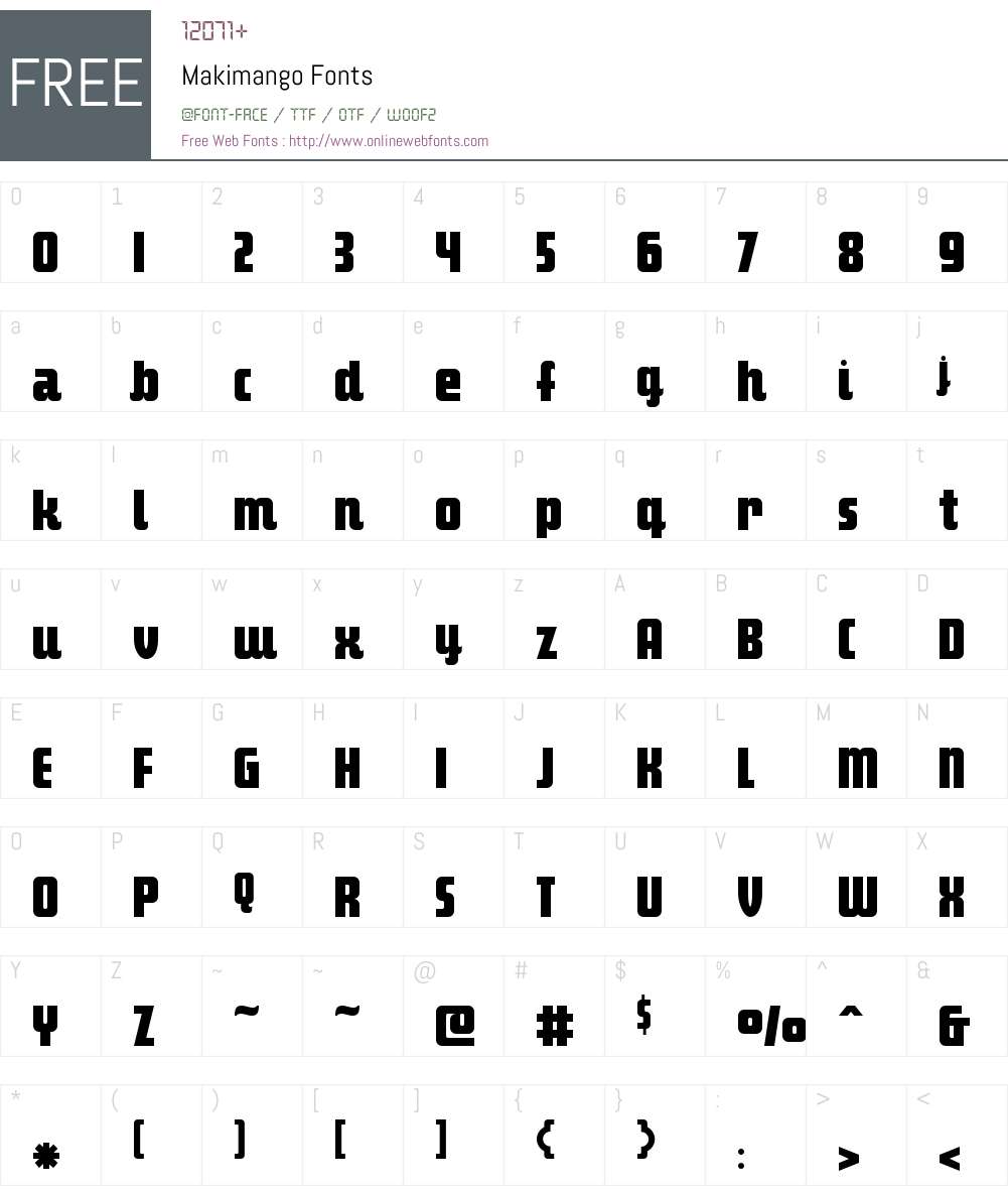 Makimango Font Screenshots