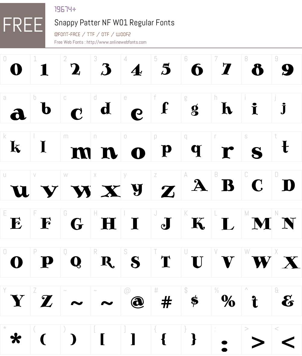 SnappyPatterNFW01-Regular Font Screenshots