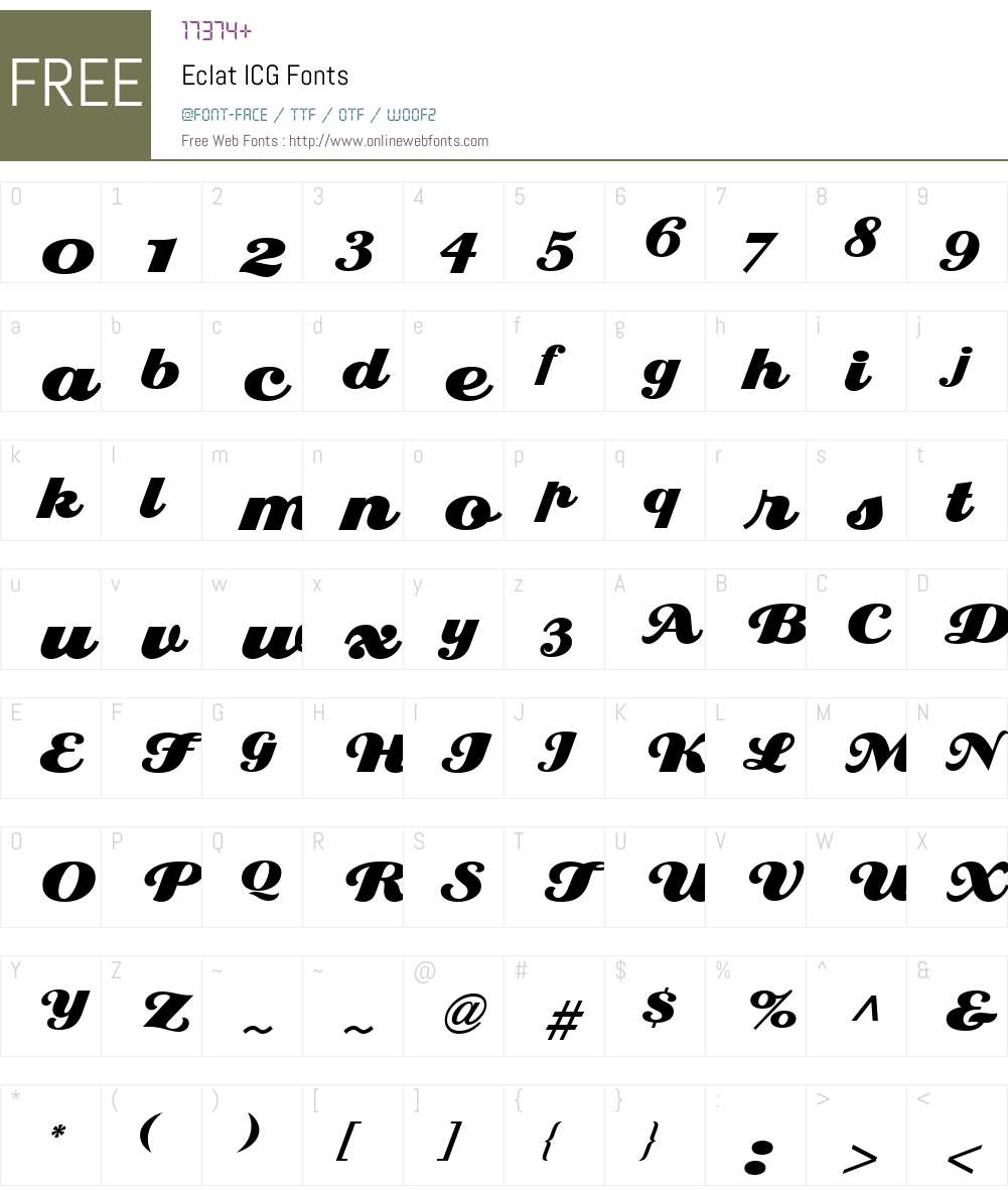 Eclat ICG Font Screenshots