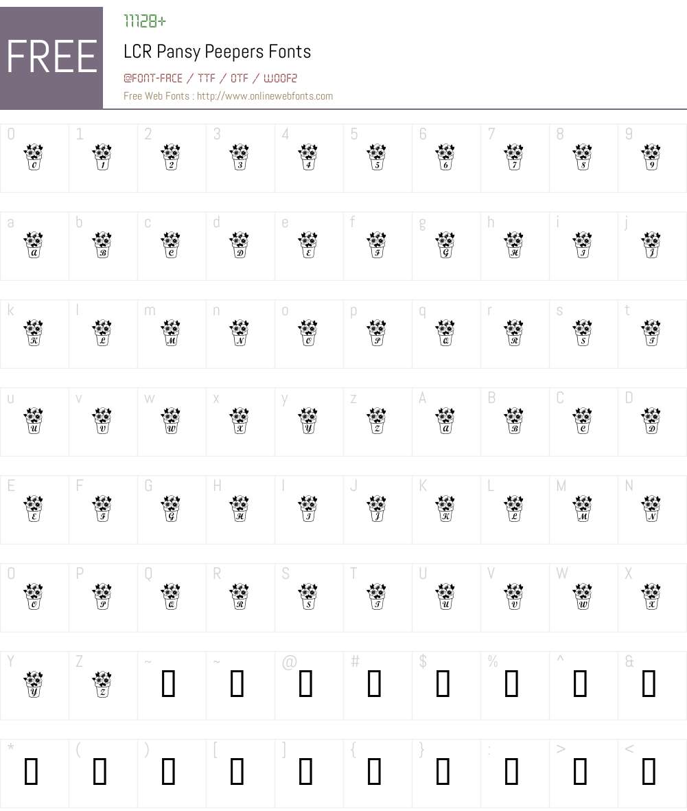 LCR Pansy Peepers Font Screenshots