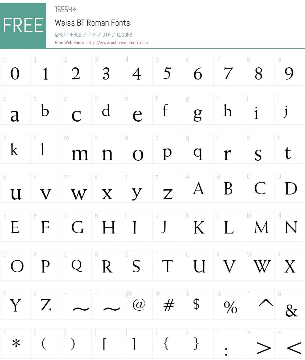 Weiss BT Font Screenshots