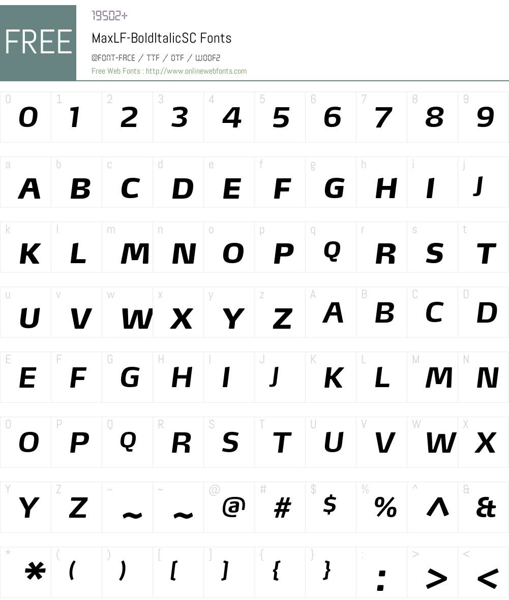 MaxLF-BoldItalicSC Font Screenshots