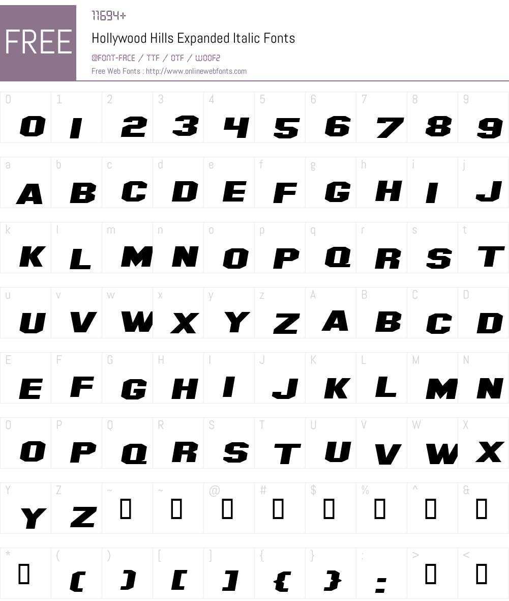 Hollywood Hills Expanded Font Screenshots